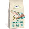 Life Cat Secco Sterilizzato Trota kg 1,5. Cibo Secco per gatti.