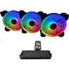 TALIUS, TECH 4 U Talius Iris Spectrum ARGB/Cronos - Kit centralina + telecomando e 3 ventole 120 mm. di scatola e frigorifero. Effetti di scansione, impulso, spirale. Doppio anello LED connessione 6 pin. Colore nero