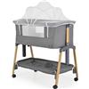 MONi Lettino Culla Neonato da Campeggio, Viaggio, Portatile Fianco Letto per Co-sleeping con Ruote colore Grey - Adoro
