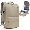 Kommodum - Zaino da viaggio Bagaglio a Mano 40x20x25 per Ryanair Borsa da Cabina per Voli Aereo piccolo Porta PC Donna Uomo Computer Portatile da 14 con ricarica USB KM05 KHAKI S