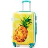 WITTCHEN Valigia Media Trolley Valigia Rigida in ABS con rivestimento in policarbonato Valigia Bagaglio Valigie con 4 Ruote Serratura a combinazione Maniglia telescopica Young Line Giallo
