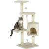 PawHut Albero Tiragraffi per Gatto, Tiragraffi per Gatto con Cucce e Piattaforma Gioco Giocattolo, beige, 75x40x112cm|Aosom