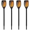 Outsunny Set 4 Faretti da Esterno LED a Energia Solare con 4 Picchetti, in Plastica, Ø12x72 cm, Nero