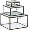 BigBuy Home Scatola multiuso 3 pezzi vetro dorato metallo 20 x 20 x 12 cm (3 pezzi)