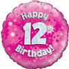 Oaktree UK 18-inch Felice 12 ° Compleanno olografica Design Balloons, Rosa