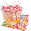 Woet® Cestino picnic giocattolo in legno, 30 pezzi | Cibo giocattolo in legno, cestino da picnic, coperta e stoviglie giocattolo, accessori da cucina, da 3 anni