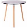 CLP Tavolo Tondo da Cucina Ansgar in Legno I Tavolino Rotondo Scandinavo 3 Gambe Ø 80 CM, Alt. 75 CM, Colore:Nero, Colore del Telaio:Natura
