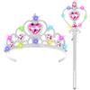 HOTUT Accessori Principessa Bella, Principessa Corona e Principessa Bacchetta, Cerchietto per Capelli con Corona Luminosa, Accessori Abito per Carnival Birthday Party Festa di Halloween