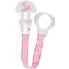 MAM Clip & Cover Catenella Portaciuccio, Catenella ciuccio 0+ mesi regolabile con chiusura a velcro e salvasucchietto, Rosa