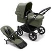 Bugaboo Duo Donkey 5 Mono Navicella e Passeggino Telaio Nero, Tessuti e Cappottina Forest Green - Bugaboo