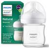Philips Avent Biberon Natural Response in vetro 120 ml, con tettarella flusso 2 (lento). Età consigliata: 0-3m. Biberon 1 pz: SCY930/01 - Philips Avent