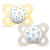 MAM Original Succhietto 2-6 Mesi (Set da 2), Ciuccio MAM 2-6 mesi con tettarella ortodontica in caucciù, Neutro/Giallo chiaro