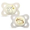 MAM Original Night Succhietto 2-6 Mesi (Set da 2), Ciuccio MAM 2-6 mesi che si illumina al buio con tettarella in silicone, Neutro