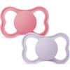 MAM Air Succhietto 6-16 Mesi (Set da 2), Ciuccio MAM 6-16 mesi per pelli sensibili e delicate, Rosa/Lilla
