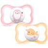 MAM Air Succhietto 16+ Mesi (Set da 2), Ciuccio MAM 16-36 mesi per pelli sensibili e delicate, Rosa/Arancione