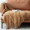 LumiSyne Coperta a Maglia Sfrangiata Tinta Unita Jacquard Motivo a Rombi Calda Coperte In Maglia Copriletto a Maglia Coperta Da Tiro Adatto Per Letto o Divano 130×170cm