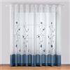 SIMPVALE 2 Pezzi Tenda per Interni, Blu 140x275 cm Tende per Finestre con Motivo a Floreale Ricamata, Tenda Semi Trasparente Voile con Occhielli per Camera da Letto e Salotto