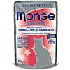 MONGE GATTO UMIDO 80 G NATURAL ADULTO GUSTOSI PEZZETTI DI TONNO, POLLO E GAMBERETTI BUSTINA