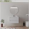 DEGHI Mobile bagno sospeso 80 cm bianco opaco con lavabo integrato e specchio - Sleek Plus