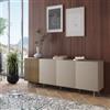 DEGHI Madia 200x75h cm tortora e rovere millennium cannettato con 4 ante e gambe tortora - Zelma