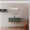 DEGHI Mobile bagno sospeso 100 cm verde cemento con lavabo integrato e specchio - Sleek