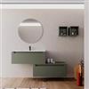 DEGHI Mobile bagno sospeso 100 cm verde cemento con cassettone e lavabo integrato con specchio - Sleek