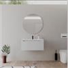 DEGHI Mobile bagno sospeso 80 cm bianco opaco con lavabo integrato e specchio - Sleek