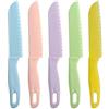 Lahviuu Set Coltelli da Cucina per Bambini, 5 Pcs Colorati Coltello di Sicurezza in Nylon Plastica per Pane Torta Frutta Verdure Insalata, per 2-6 anni Bambini (Colore 2)