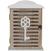 Avilia Cassetta Appendibile Portachiavi con Decorazione Chiave - Armadietto per Chiavi Design Retrò in Legno, Marrone e Bianco, 6x19x28.5cm: Organizzazione Elegante e Sicura