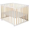 roba Box Pieghevole 74 x 100 cm, Evolutivo e Salvaspazio, Altezza Regolabile su 2 Livelli, 4 Ruote con Freni, Legno Laccato Bianco e Naturale