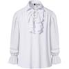 MakingDa Camicia da uomo retrò rinascimentale steampunk vittoriano manica lunga colletto jabot pirata medievale pizzo top, bianco, XL