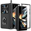 Doeshine Cover per Samsung Galaxy Z Fold 4, Custodia con Supporto S-Pen, 360 Rotante Supporto, Protezione Della Fotocamera e Cerniera, Davanti Pellicola Protettiva, Antiurto Case (Nero)
