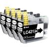 Veson 4x LC421 LC421XL Nero Cartucce di Impressione Compatibili con Brother LC421 LC421XL LC-421XL LC-421XLVAL LC421XLVAL per Brother DCP-J1050DW MFC-J1010DW DCP-J1140DW Impressora