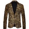 Generico Nuovo Vestito da uomo a righe con stampa leopardata a pois casual britannici moda slim fit abiti da uomo gessato