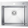 CECIPA 50x45cm Lavello Cucina 1 Vasca, Lavello Acciaio in Inox per Armadietti Sopra i 50CM, Lavandino Cucina da Appoggio e da Sottopiano con Troppopieno e Sifone (senza dispenser di sapone)