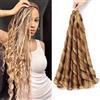 CAZSYSDD French Curly Braiding Hair for Box Braids 22 inch Loose Wave Braiding Hair Pre Stretched Bouncy Braiding Crochet Spiral Curl Synthetic Extensions for Women (P30/27#, 22 Inch)