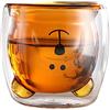 LINCMAN Carino Natale Tazza di Caffè Doppia Parete Tazza di Vetro Perfetto per Latte Macchiato,Americano,Cappuccino Adatto Come Regalo di Compleanno Romantico Creativo(Brown Bear)