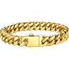 Bestyle Bracciale Uomo Oro in Acciaio Inossidabile a Catena Cubana Miami Stile Punk Hip Hop, Larghezza 9 mm, Lunghezza 19 cm, Regalo per Uomo