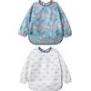 Little Dimsum Bavaglini Manica Lunga Bavaglini con Maniche Impermeabile 2 Pezzi Unisex per Bambini Piccoli Da 6 mesi a 3 anni bambino（surf）
