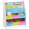 Relaxdays Scaffale per Bambini, 6 Box Porta Giochi e 2 Scomparti, Mobiletto Libreria, HLP 74 x 62,5 x 31 cm, Colorato, Fibra di Legno