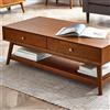 Julian Bowen 2 Drawer Coffee Table Lowry-Tavolino da caffè con 4 cassetti, Legno di Frassino, Ciliegia, H 42 x W 120 x D 60cm
