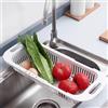 AUSYIWI Scolapasta da appoggiare sul lavandino, cestino di scarico per lavello da cucina, 34-44 cm, filtro estensibile, per lavare verdure e frutta, scolare la pasta cotta e le verdure secche