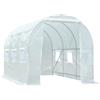 Outsunny Serra da Giardino a Tunnel 3.5x2x2m in PE Anti-UV con Porta e 6 Finestre Avvolgibili, Struttura in Metallo,Serra per Orto Bianco| Aosom Italy