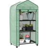 Outsunny Mini Serra da Giardino con Copertura in PE, 3 Ripiani e Ruote, 69x49x130cm, Verde|Aosom