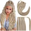Fshine Capelli Ponytail Lisci 30cm 70G Coda Capelli Extension Marrone Chiaro Alto Biondo Platino Clip in Coda Di Cavallo Capelli Extension Coda Capelli Veri P8/60