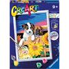 Ravensburger - Creart Serie D Cagnolini Con Girasoli | Kit Pittura Bambini | Dipingere Con I Numeri Include Tutto Il Necessario | Giochi Bambini 9 Anni O Più | Creart 9 Anni