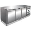 Attrezzature Professionali Banco Refrigerato in Acciaio Inox a 3 Porte Cieche - Con o Senza Alzatina - Capacità interna lt 294