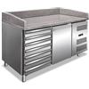 Attrezzature Professionali Banco Pizza Refrigerato Ventilato - N° 1 Anta + N° 7 Cassetti - Capacità lt 132