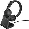 JABRA Cuffie Bluetooth, Wireless, con Microfono, Antirumore, ideali per Ufficio / Call Center, Colore Nero - Evolve2 65, UC Stereo