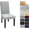 XINEAGE Coprisedie con Schienale 4 Pezzi, Elasticizzato Copertura della Sedia, Copertura Fodera, Banchetto Sedia Sedile Slipcover Cerimonia di Nozze Posate da (4 Pezzi, Grigio Argento)